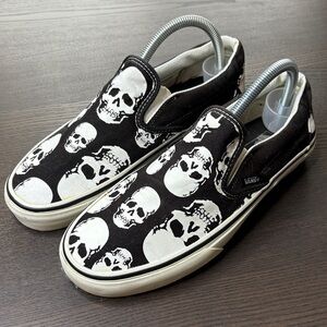 Vans Skull Sneakers Slip On All Over Print Halloween Goth Punk